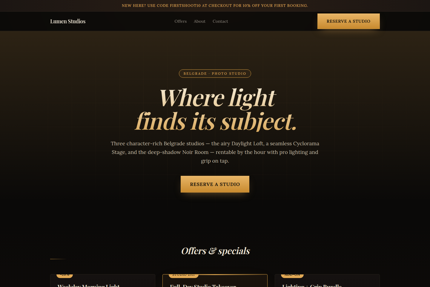 Lumen Studios public site generated by Morph — dark editorial hero